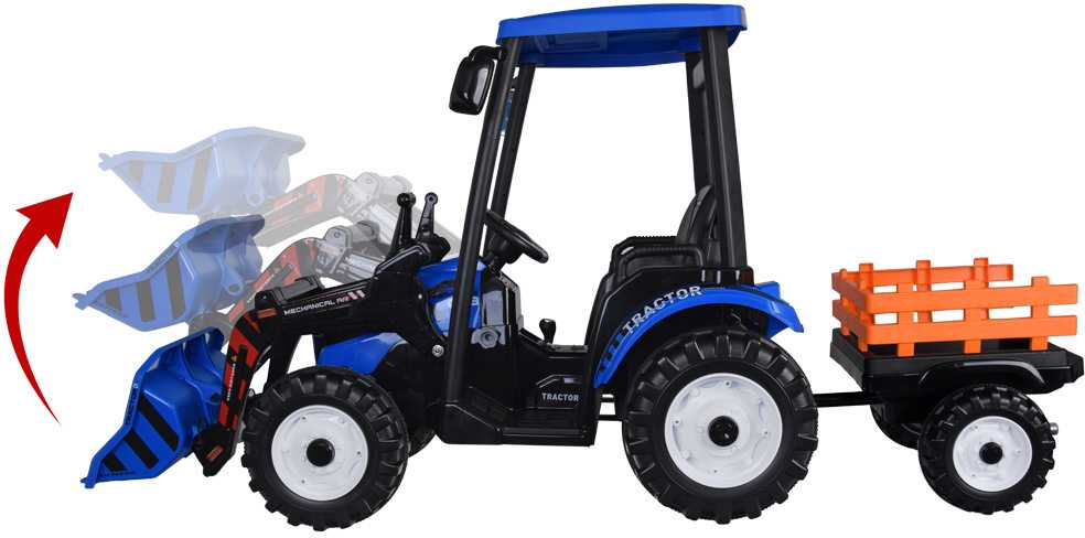 Jokomisiada Large electric TRACTOR battery operated for children trailer bucket PA0320