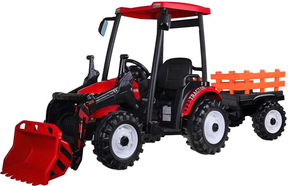 Jokomisiada Large electric TRACTOR battery operated for children trailer bucket PA0320