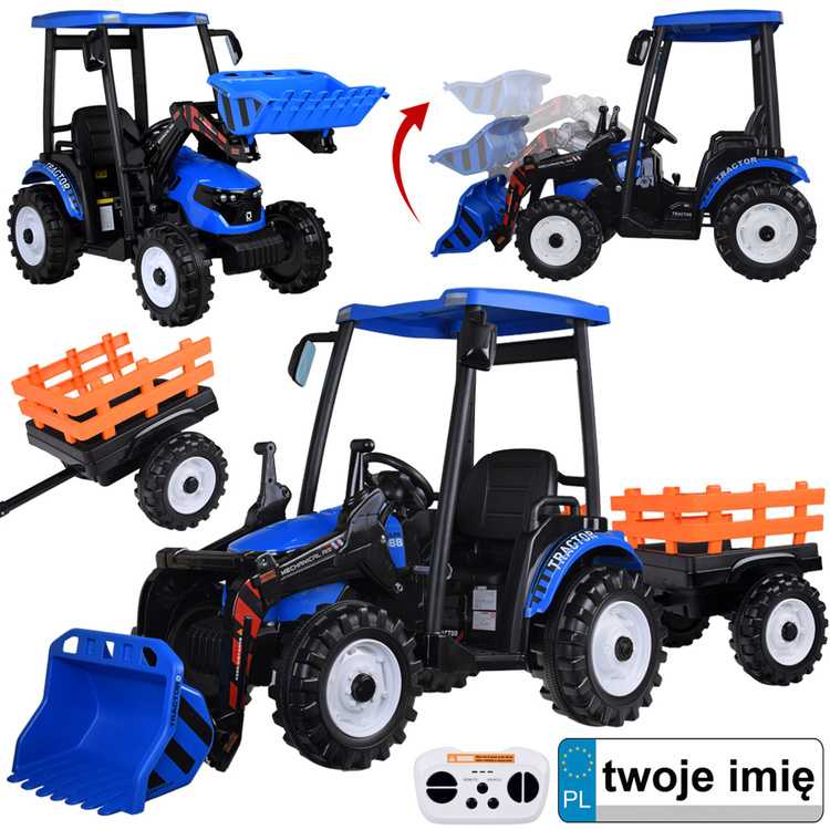 Jokomisiada Large electric TRACTOR battery operated for children trailer bucket PA0320
