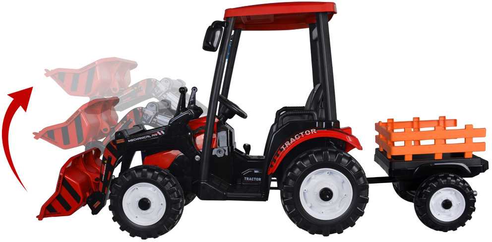 Jokomisiada Large electric TRACTOR battery operated for children trailer bucket PA0320