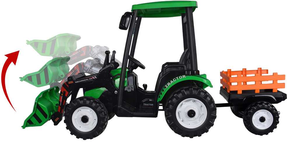 Jokomisiada Large electric TRACTOR battery operated for children trailer bucket PA0320