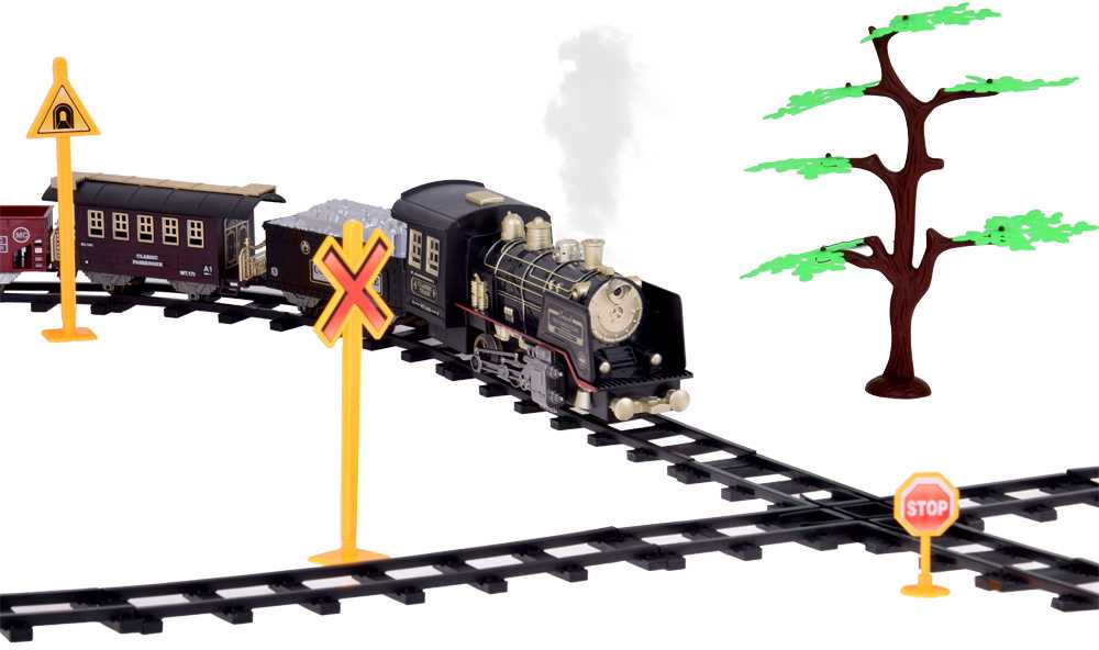 Jokomisiada Large Retro Train Locomotive Remote Control Train Light Steam Sound RC0700