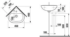 Laufen WASHBASIN CORNER SMALL WH H8166120001311