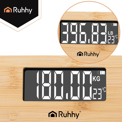 Virtuvinės svarstyklės LCD vonios svarstyklės - medinės Ruhhy 22522