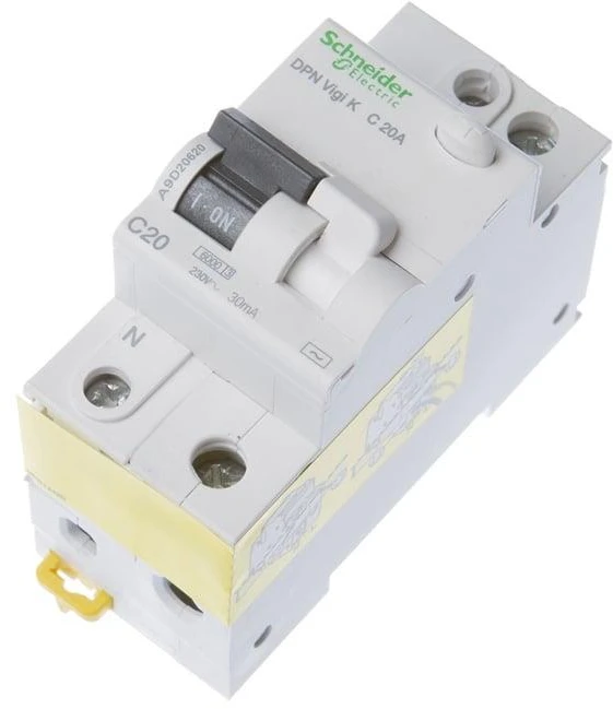Srovės nuotėkio rėlė Schneider A9D20620, 2P, 20A, 240V,30mA
