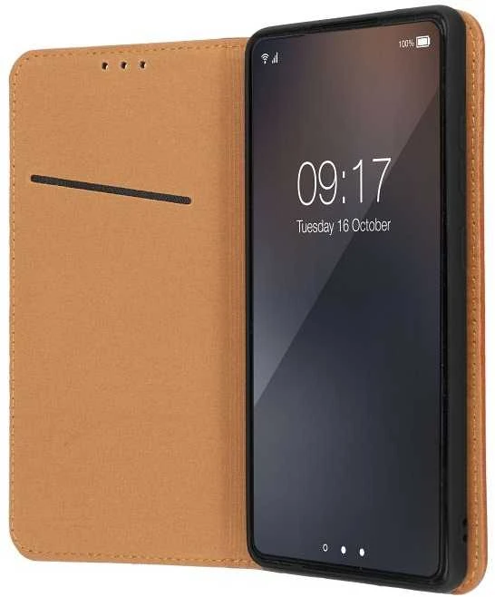 OEM atverčiamas dėklas iPhone 16 PRO Smart Pro Book odinis rudos spalvos