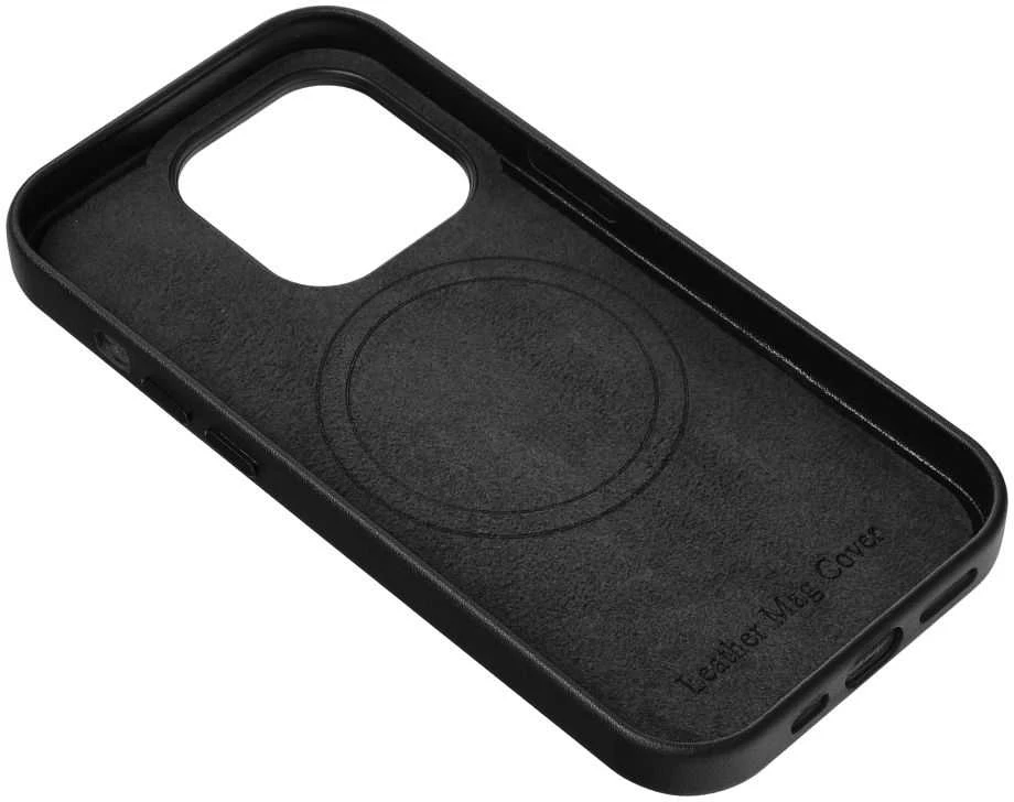 Oem Dėklas Leather Mag Cover (MagSafe) skirtas iPhone 15 Plus juodas