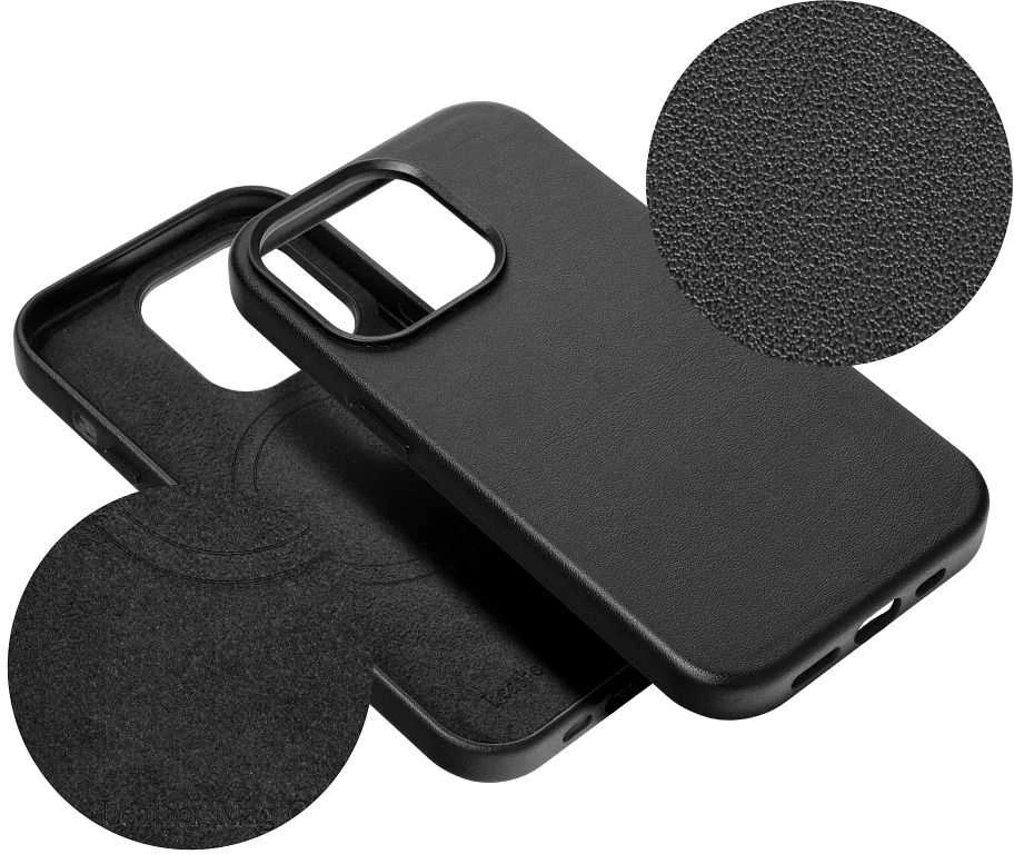 Oem Dėklas Leather Mag Cover (MagSafe) skirtas iPhone 15 Plus juodas