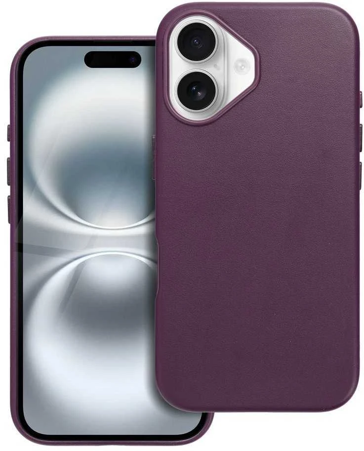 Dėklas Leather Mag Cover (MagSafe) skirtas iPhone 16 violetinis