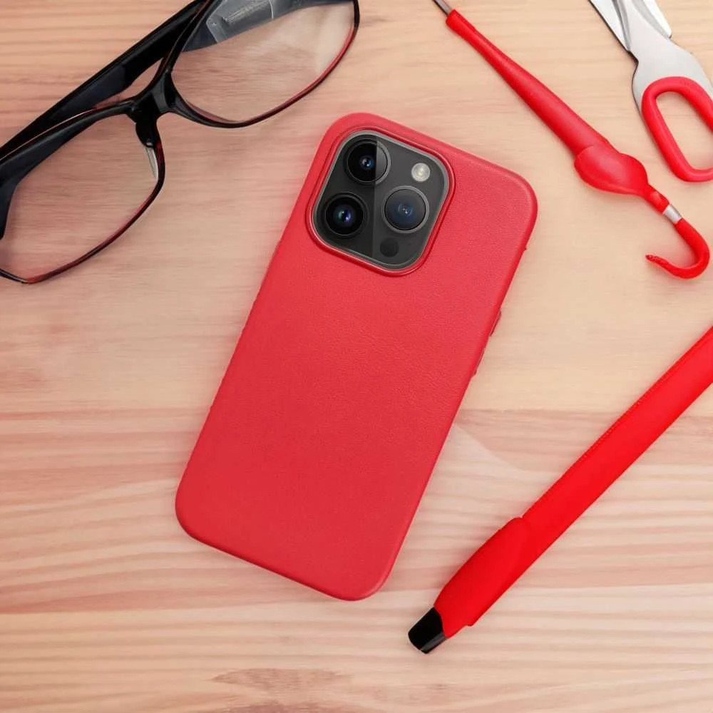 Oem Dėklas Leather Mag Cover (MagSafe) skirtas iPhone 16 Plus raudonas
