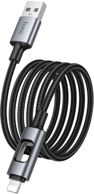 LED laidas USB A į Lightning Hoco 2,4A 1,2 m U144 juodas