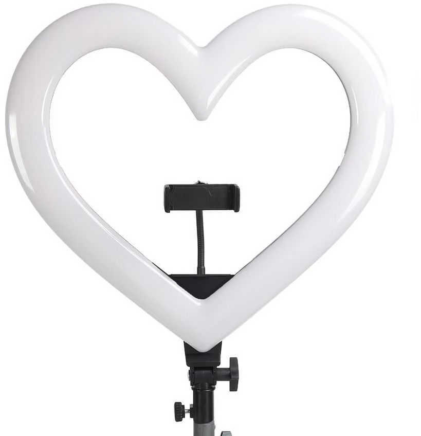 OEM LED Ring Stream RGB lempa 10" su laikikliu mobiliam HEART + trikojui JM26-10 juodas
