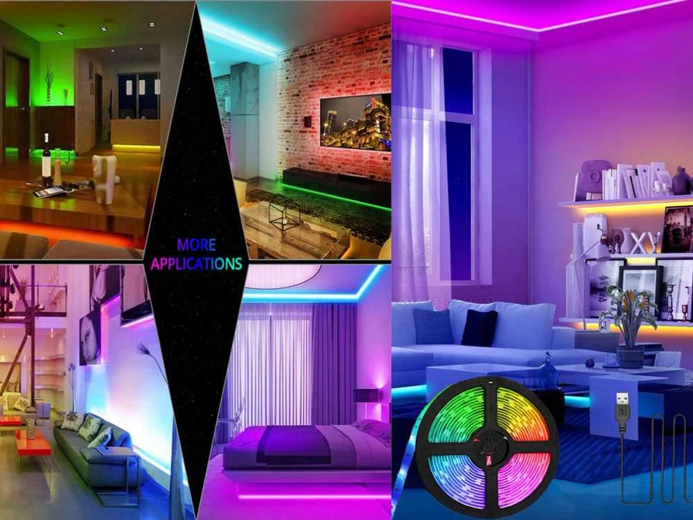 Jokomisiada LED juostelė 5m RGB + nuotolinio valdymo pultas vandeniui atspari