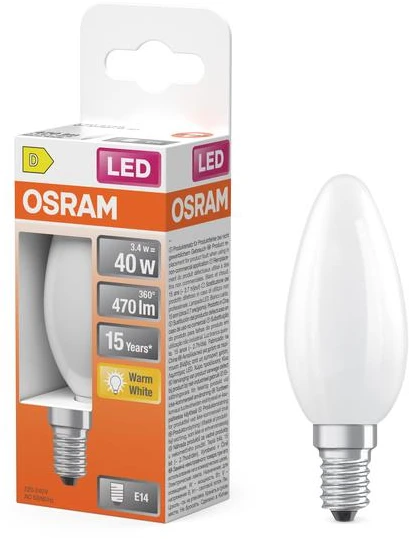 Osram LEMP LED B35 3.4W E14 2700K 470LM MAT