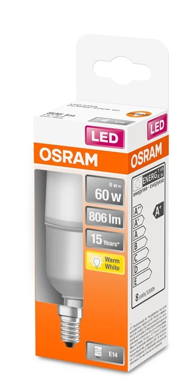 Osram 8W LED lemputė LED STAR STICK 60 FR, E14, 2700K