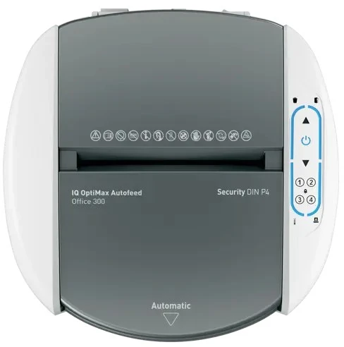Leitz 80420000 IQ Optimax AutoFeed 300 paper shredder, P4, 300 sheets, 25-litre waste bin