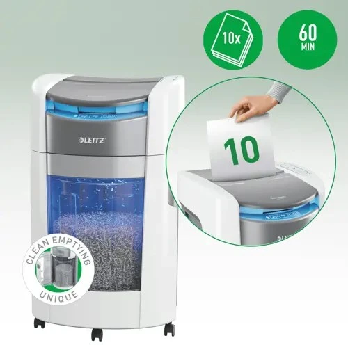 Leitz 80420000 IQ Optimax AutoFeed 300 paper shredder, P4, 300 sheets, 25-litre waste bin