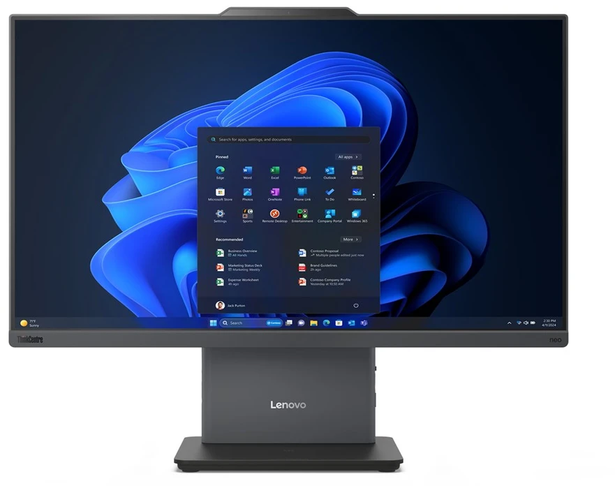 Lenovo ThinkCentre neo 50a 24 Gen 5 Intel Core 7 240H 60.5 cm (23.8") 1920 x 1080 pikselių Jutiklinis ekranas All-in-One PC 16 GB DDR5-SDRAM 1000 GB SSD Windows 11 Pro Wi-Fi 6 (802.11ax) Pilkas