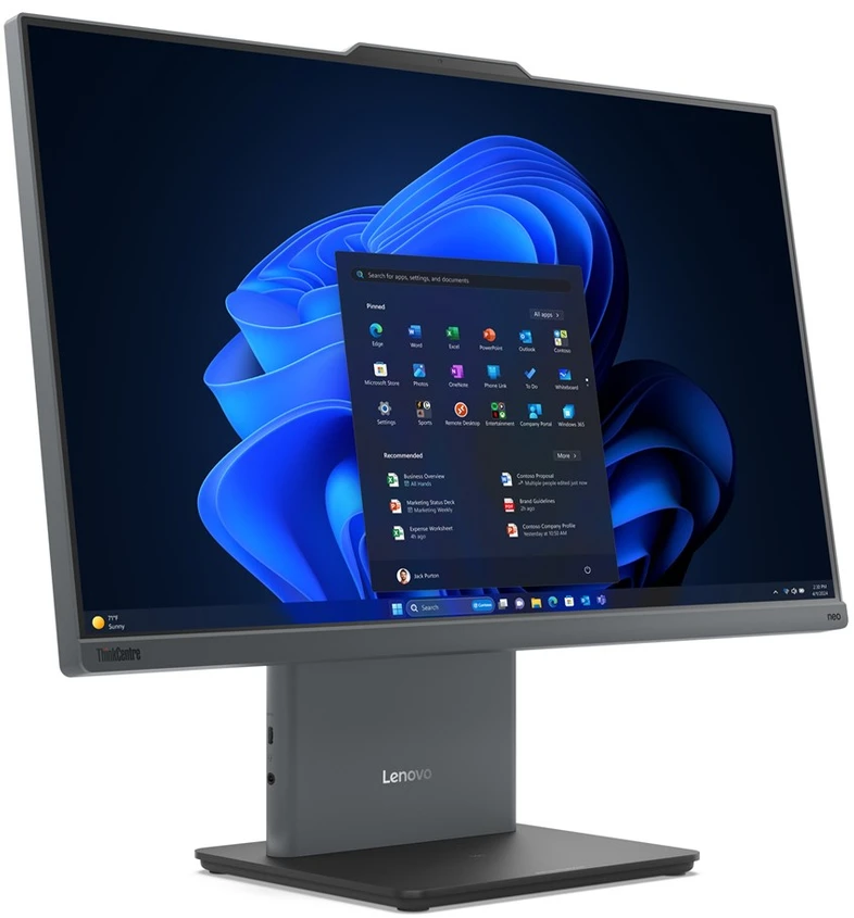 Lenovo ThinkCentre neo 50a 24 Gen 5 Intel Core 7 240H 60.5 cm (23.8") 1920 x 1080 pikselių Jutiklinis ekranas All-in-One PC 16 GB DDR5-SDRAM 1000 GB SSD Windows 11 Pro Wi-Fi 6 (802.11ax) Pilkas
