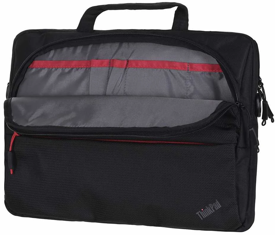 Lenovo | Essential | ThinkPad Essential 13–14 colių plonas nešiojamas kompiuteris su viršutiniu dėklu (tvarus ir ekologiškas, pagamintas iš perdirbto PET: iš viso 7,5 %; išorė: 24 %) | Tinka iki 14 colių | Išorinis dėklas | Dirželis per petį | Juodas