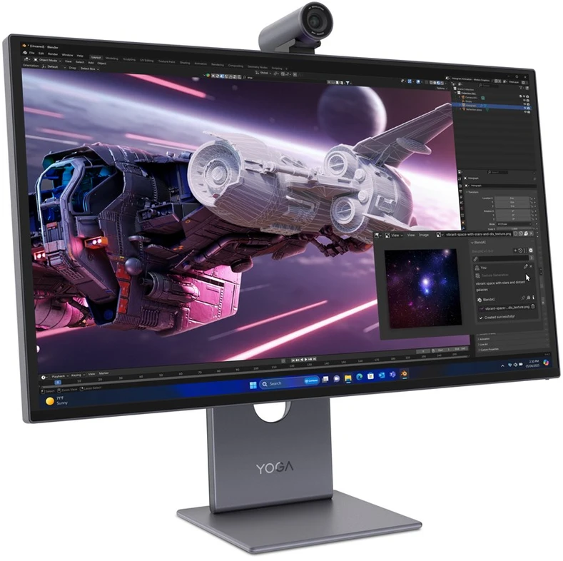 Monitorius „LENOVO YOGA PRO 27UD-10“ 26,5 colio QD-OLED (3840X2160) 120Hz / 250nits / 0,03ms / 99 % SRGB, 99 % DCI-P3, 96 % ADOBE® RGB / modulinė kamera su „SONY IMX678 CMOS“ / 4 USB-C / 2 USB-A / HDMI 2.1 / DP 1.4 (3 metų garantija)