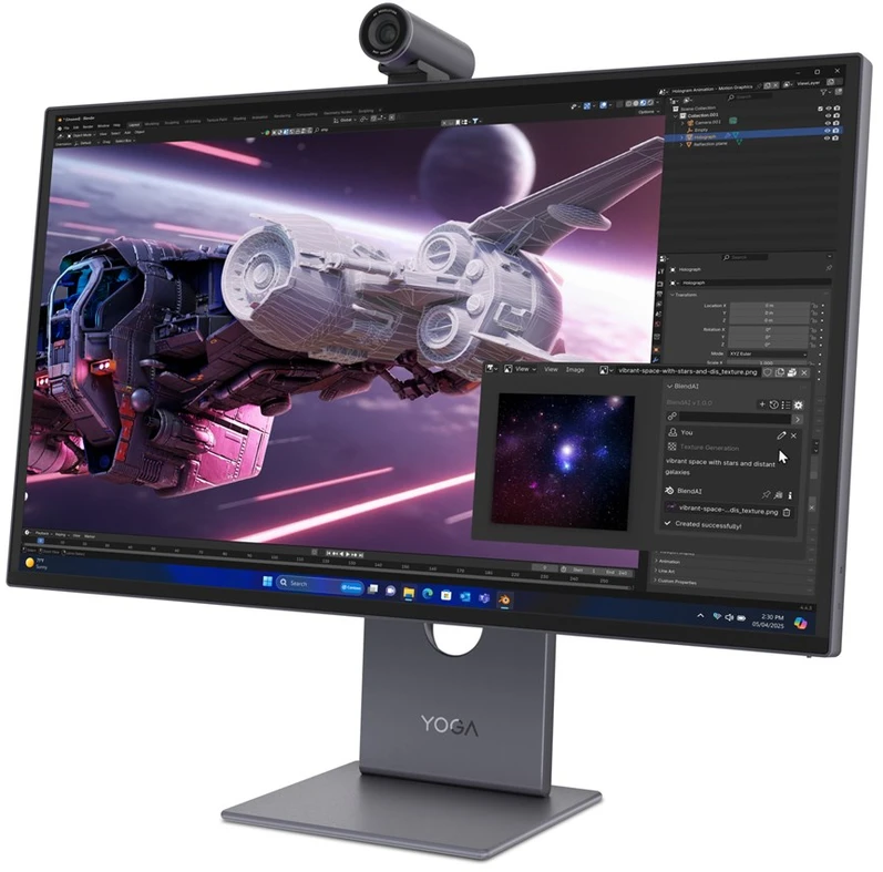 Monitorius „LENOVO YOGA PRO 27UD-10“ 26,5 colio QD-OLED (3840X2160) 120Hz / 250nits / 0,03ms / 99 % SRGB, 99 % DCI-P3, 96 % ADOBE® RGB / modulinė kamera su „SONY IMX678 CMOS“ / 4 USB-C / 2 USB-A / HDMI 2.1 / DP 1.4 (3 metų garantija)