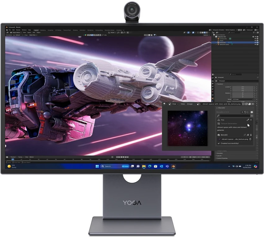 Monitorius „LENOVO YOGA PRO 27UD-10“ 26,5 colio QD-OLED (3840X2160) 120Hz / 250nits / 0,03ms / 99 % SRGB, 99 % DCI-P3, 96 % ADOBE® RGB / modulinė kamera su „SONY IMX678 CMOS“ / 4 USB-C / 2 USB-A / HDMI 2.1 / DP 1.4 (3 metų garantija)