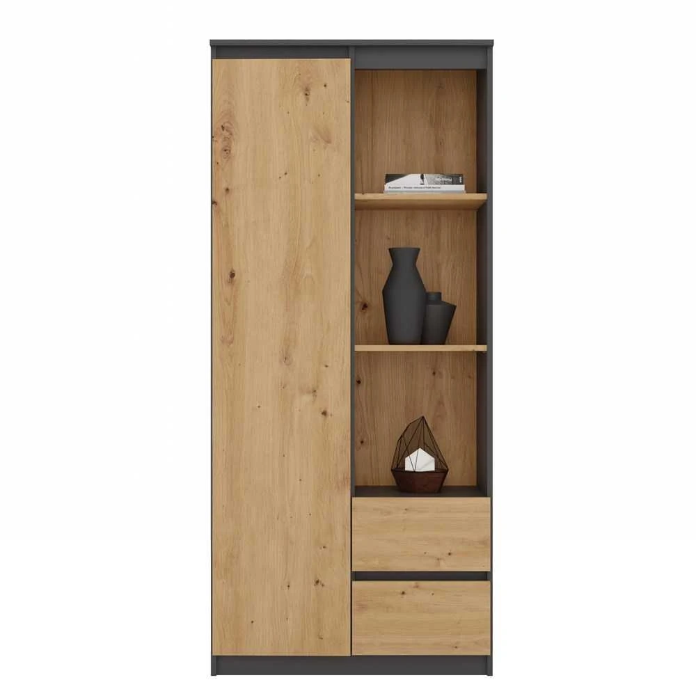 Top E Shop „Top Shop“ RS-80 BILY ANTHRACITE/OAK ARTISAN biuro knygų lentyna