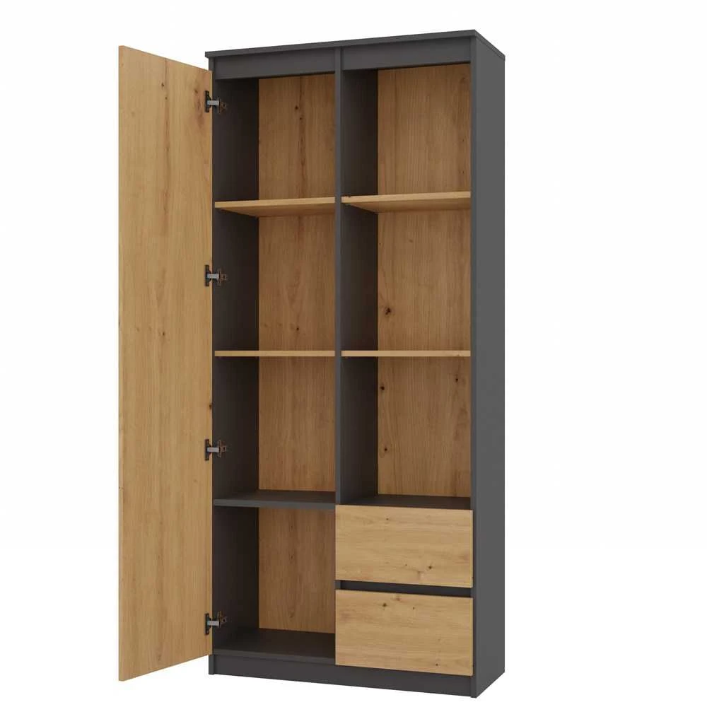 Top E Shop „Top Shop“ RS-80 BILY ANTHRACITE/OAK ARTISAN biuro knygų lentyna