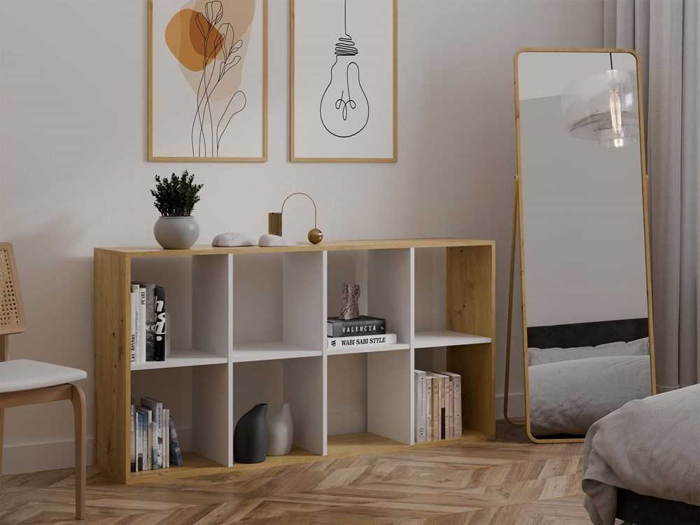 Top E Shop MALAX 2X4 ARTISAN/Baltas BOOKCASE