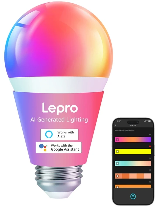 LEPRO B1 E27 LED lemputė su „Bluetooth“ ir „Wi-Fi“, 806 lm