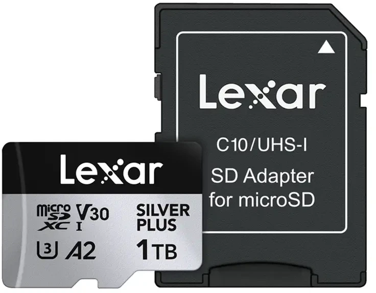 „Lexar“ didelio našumo „Sidabrinis Plus Micro SDXC 1 TB“ atminties kortelė + adapteris