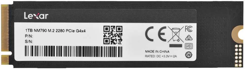 Lexar | SSD | NM790 | 1000 GB | SSD form factor M.2 2280 | Solid-state drive sąsaja M.2 NVMe | Skaitymo greitis 7400 MB/s | Rašymo greitis 6500 MB/s