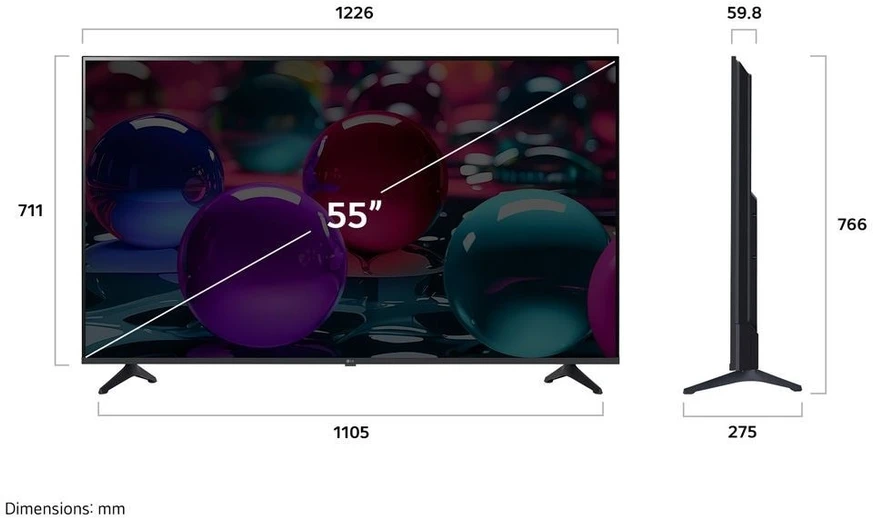 55 colių LG 55UA73003LA 4K išmanusis Televizorius 2025