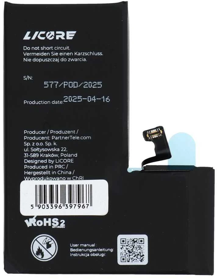 LICORE baterija, skirta iPhone 15 Pro, 3274 mAh