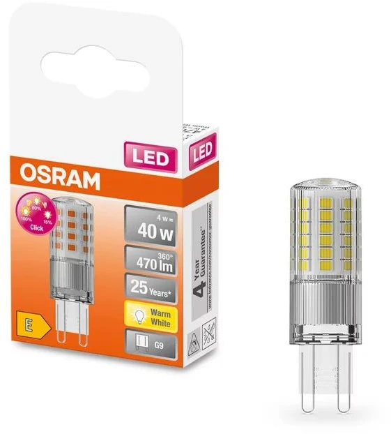 Osram 4W LED lemputė LED THREE STEP DIM PIN, G9, 2700K