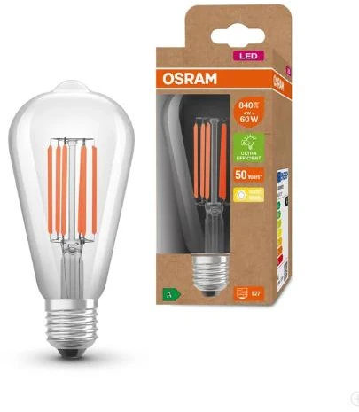 Osram LED LEMPUTĖ, ST64, E27, 4W, 830, 840LM, FILAMENTINĖ, ULTRA