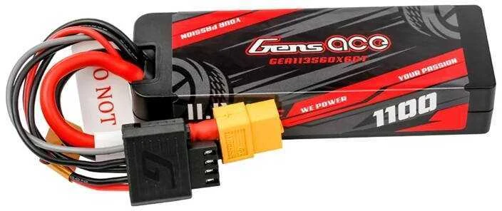 Lipo Gens ace G-Tech 1100mAh 11.1V 3S1P 60C GRP-76 kietojo korpuso baterija su XT60 kištuku