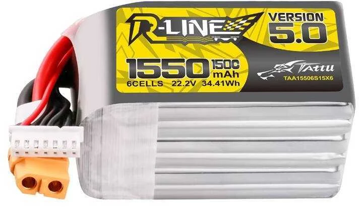 Gens Ace & Tattu Lipo Tattu R-Line versija 5.0 1550mAh 22.2V 150C 6S baterija su XT60 jungtimi