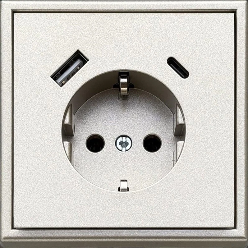 Kištukinis lizdas ir USB A+C kroviklis LIREGUS MODERN,šamp.