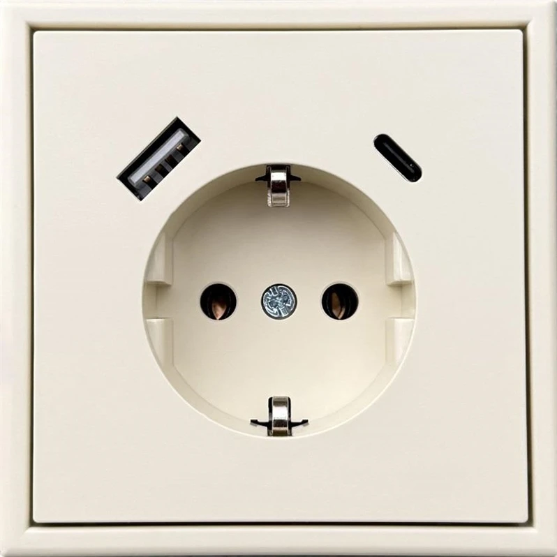 Kištukinis lizdas ir USB A+C kroviklis LIREGUS MODERN,smėlio