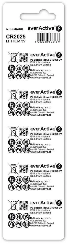 Ličio baterija mini everActive CR2025 - blisteryje 5 vnt.