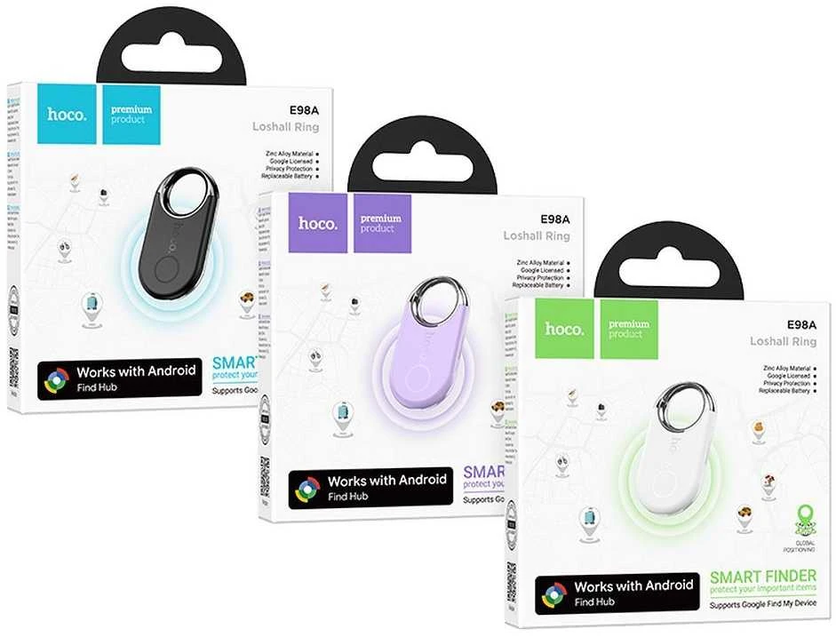 Lokatorius suderinamas su „Google Find My Device“ Hoco E98A Pearl Baltas