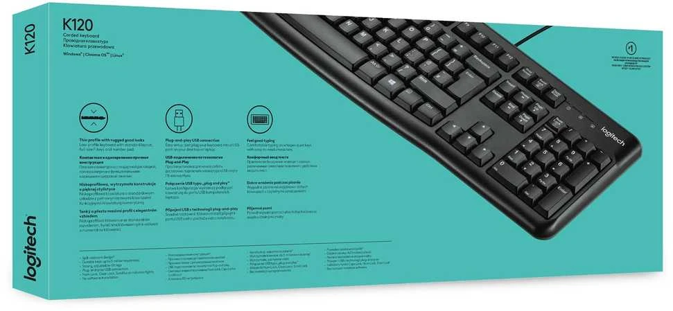 Logitech klaviatūra K120 su laidu, US/INT išdėstymas
