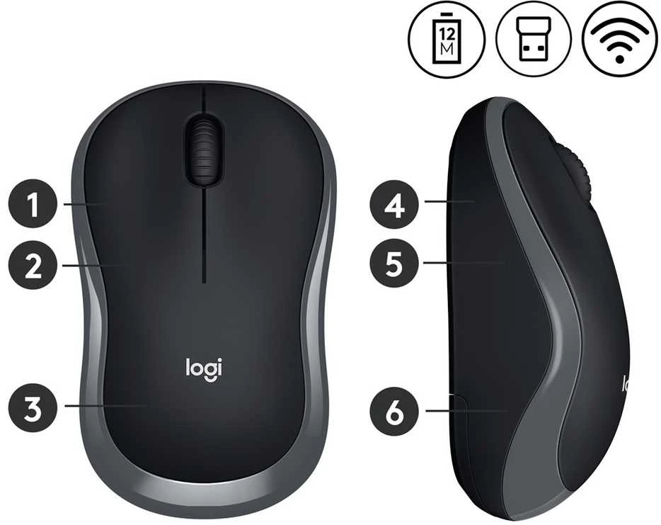 Pelė Logitech M185 pilka (910-002238)
