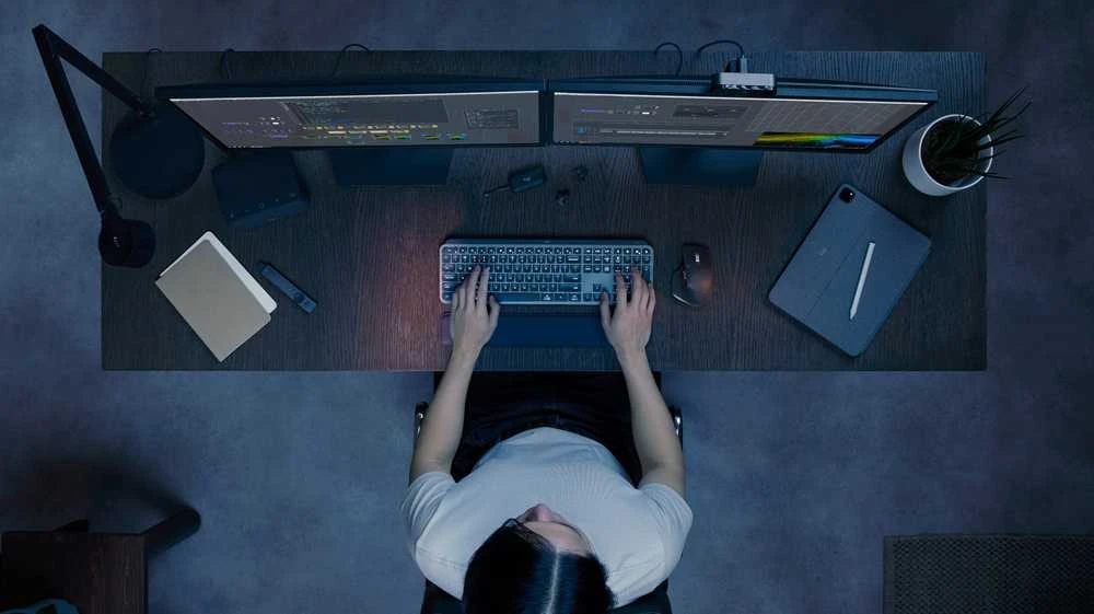Belaidė klaviatūra ir pelė + Atrama riešui Logitech MX Keys S Combo, Graphite