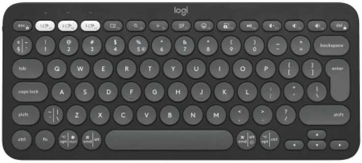 Belaidė klaviatūra Logitech PEBBLE KEYS 2 K380S, Grafito spalvos, Išdėstymas: US tarptautinis (Qwerty)