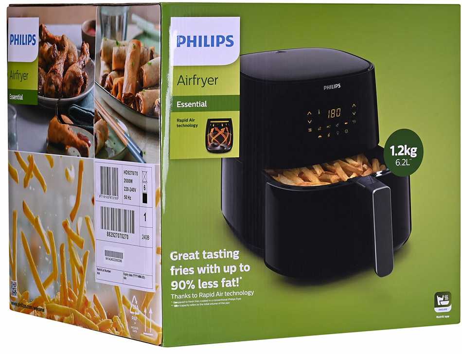 Gruzdintuvė Philips Airfryer XL HD9270/70, 2000 W, Talpa 6.2l, Juodos spalvos
