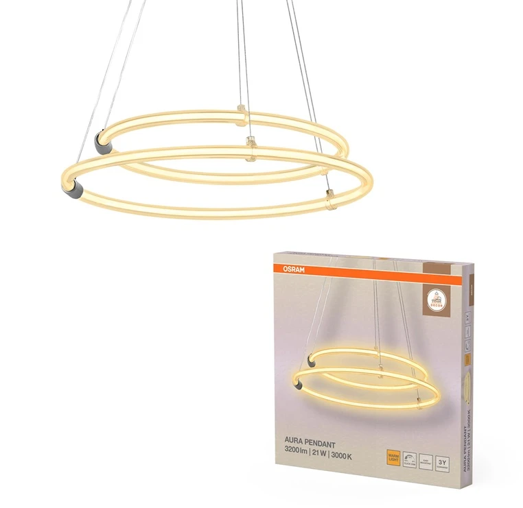 Osram 21W LED pakabinamas šviestuvas AURA, tamsiai pilkas, 3000K, dimeriuojamas