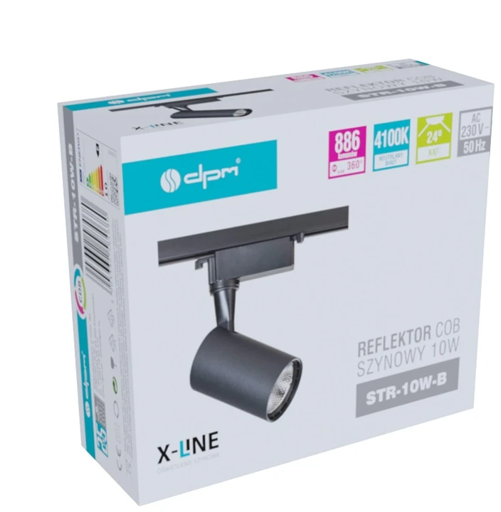 Šviestuvas bėginei sistemai DPM STR-10W-B, 10 W,LED, 4100 °K